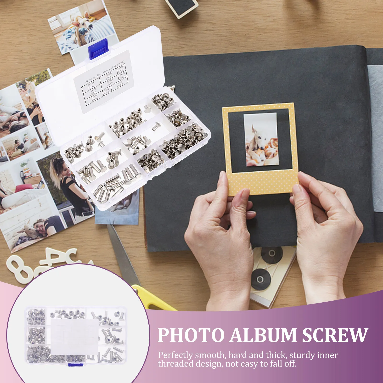 

220 Pcs Lock Screw Binding Post Scrap Book Photo Albums Bolts and Nuts Hardware Scrapbook Supplies Posts