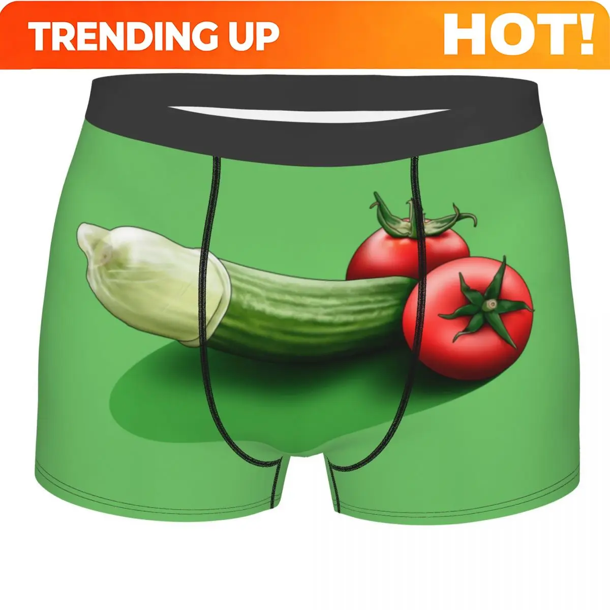 Food Porno Cucumber Funny Design Underwear Men Sexy Printed Custom Boxer Shorts Panties Briefs Soft Underpants