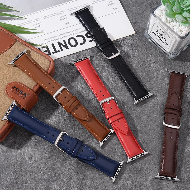 38/40/41mm/42/44/45/46mm/49mm Leather Cowhide Watch with Switch Raw Ear Strap for Apple I Watch SE Watch S8 Series Strap