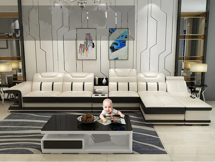 leather sofa, first-layer cowhide combination, living room, princess, corner, multi-function, rechargeable massage space