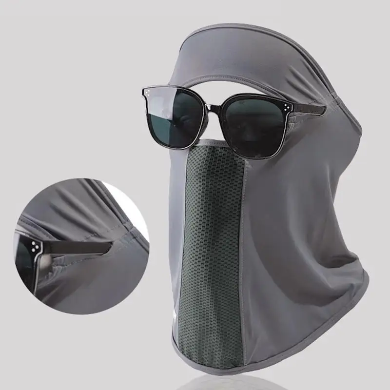 

Facial Gini Summer Sports Ear Cord Scarves Mask Neck Protection Anti-uv Ice Silk Sunscreen Mask Face Veil with Eyeglass Hole
