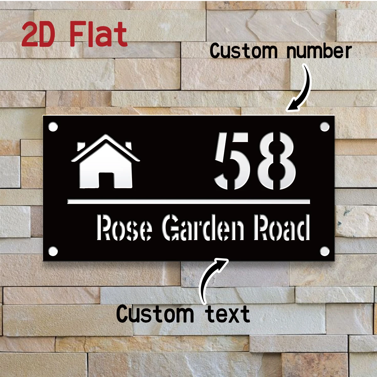 1pc Custom Number&Text Cute House Acrylic Double Layer House Number Sign,Address Door Number,Home Apartment Mailbox Decor