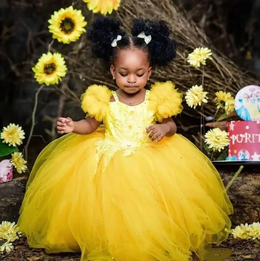 

Handmade New Birthday Dresses for Girls Tiered Ball Gown Kids Pageant Costumes Flower Girl Dress with Big Bow