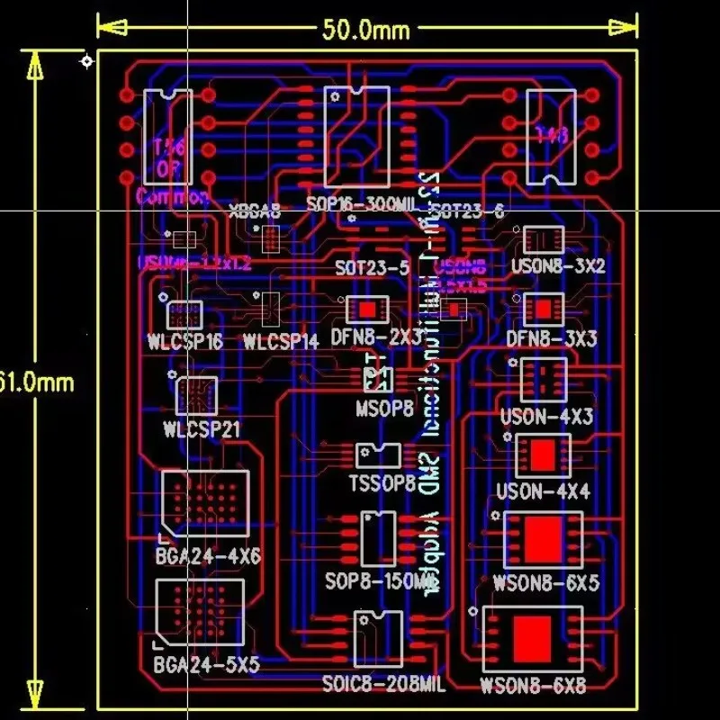 Adaptateur SMD d'origine 22 en 1, prend en charge SOP8/16 Wbly 8 TSSOP8 Xbly 8 DFN8 USON8 WLCSP TDFN8 BIncome 12 BIncome 8 BGA24-DIP8 NOR éventuelles I FLspatule NAND