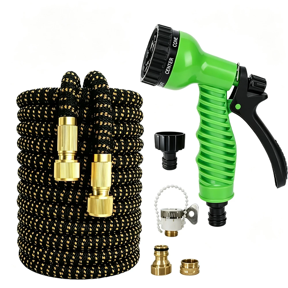 25-100FT Expandable Garden Hose with 7 Modes Water Spray Gun Durable Weave Garden Hose Reel No-Kink Flexible Magic Water Pipe