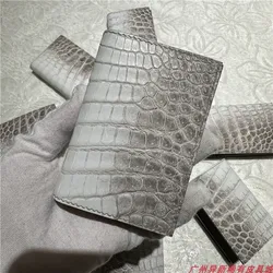 2024 New Luxury Crocodile Leather Card Holder Hand Sewn Wax Thread Genuine Leather Card Bag Himalayan White Card Case 45