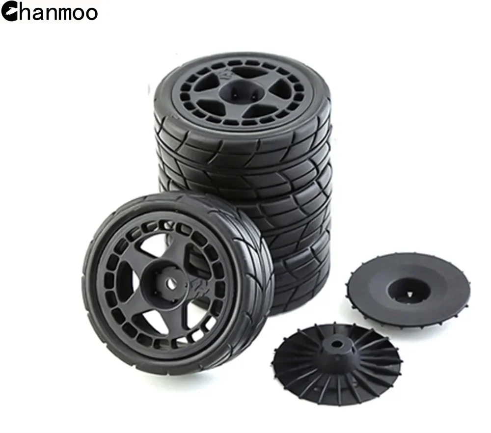 Chanmoo 1/10 RC Rally Plastic Wheel Rim Rubber Tires for Model Car HPI Tamiya Kyosho WRC Claw 43 Ken Block Fiesta XV01 TT02