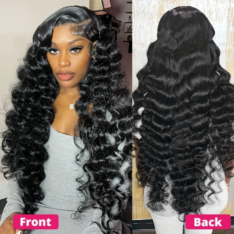 HD 13x6 Loose Nature Wave Lace Front Human Hair Wigs 220% Transparent 30 40 Inch 13x4  Loose Deep  Wave Lace Frontal Wig