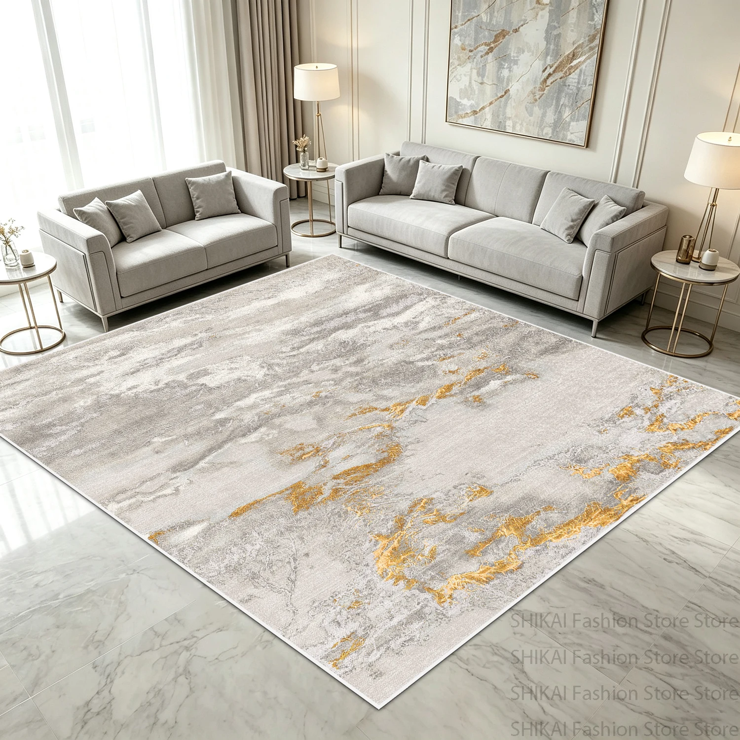 Abstract Marble Pattern Plain Colour Hall Carpet Non-slip Machine Washable Decoration Home Rug Luxury Large Size Living Room Mat