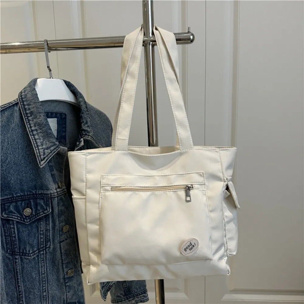 

Fashion Korean Large Capacity Tote Bag Light Weight Versatile Women's Shoulder Bag Casual Solid Color Student Handbag Commuting