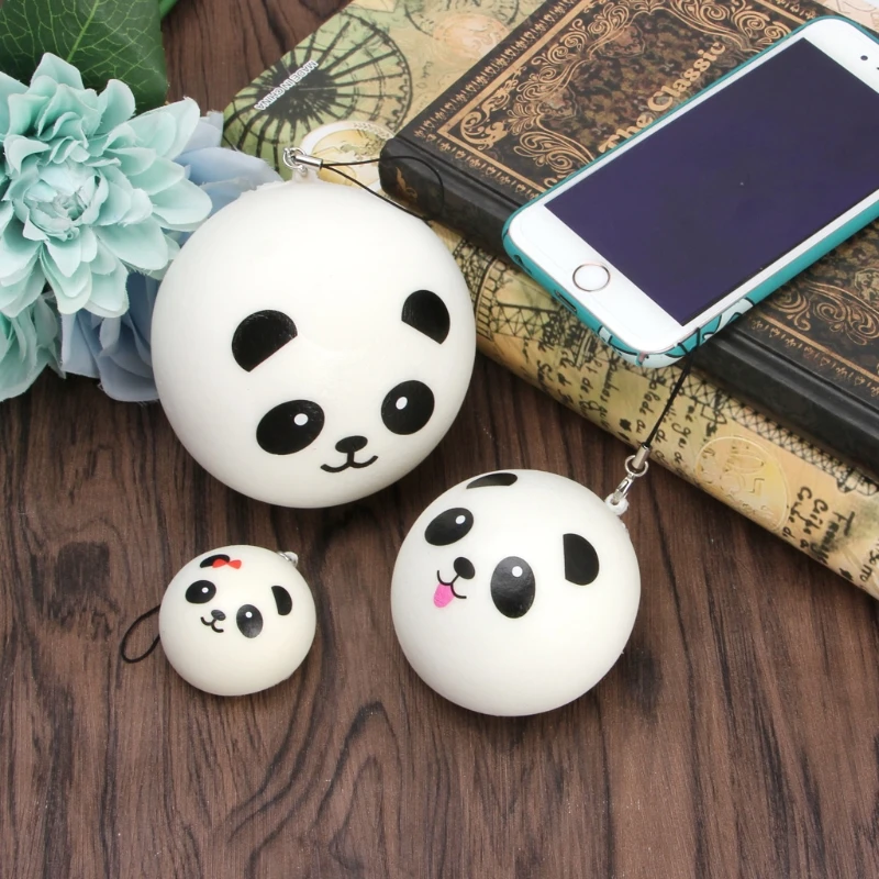 Panda Squishy Steamed Bun Bag Phone Pendant Lanyard Keychain Kid Toy Gift