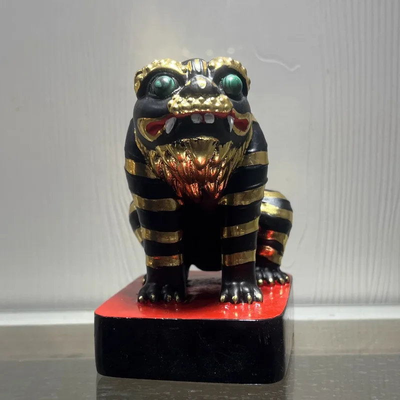 Hand Carved Camphor Wood Painted Taiwan Tiger Lord Statue Figurine - Guardian Deity Ornament Home Temple Decor Gift Collectible
