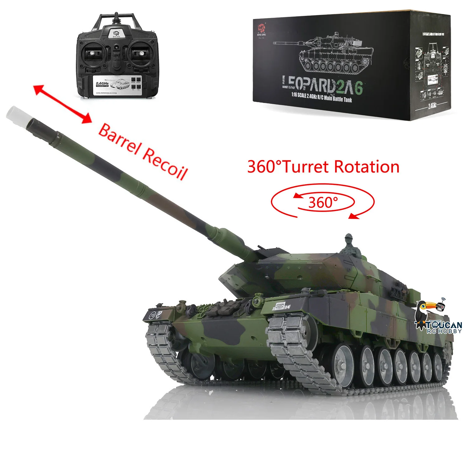 

Toucan 1/16 Heng Long TK7.0 Leopard2A6 RC Tank 3889, металлические гусеницы, колеса, ствол, возврат, BB, страйкбол, дым, игрушки, автомобили TH17592