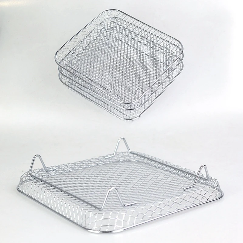 Aço inoxidável Airfryer Baking Bandeja, assar cozinhar Rack, 3-Tier Airfryer Ferramenta, 1 Pc