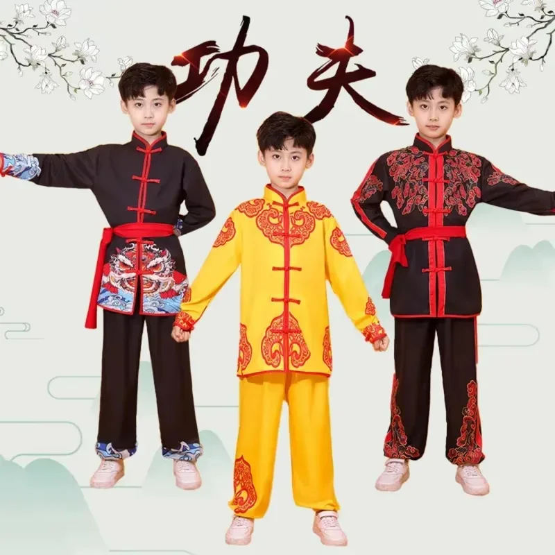 Uniforme de kungfú chino para hombres y niños, conjuntos de Wushu para niños, conjunto de Tai Chi, disfraces de artes marciales, traje para niña, ropa para madres y niños