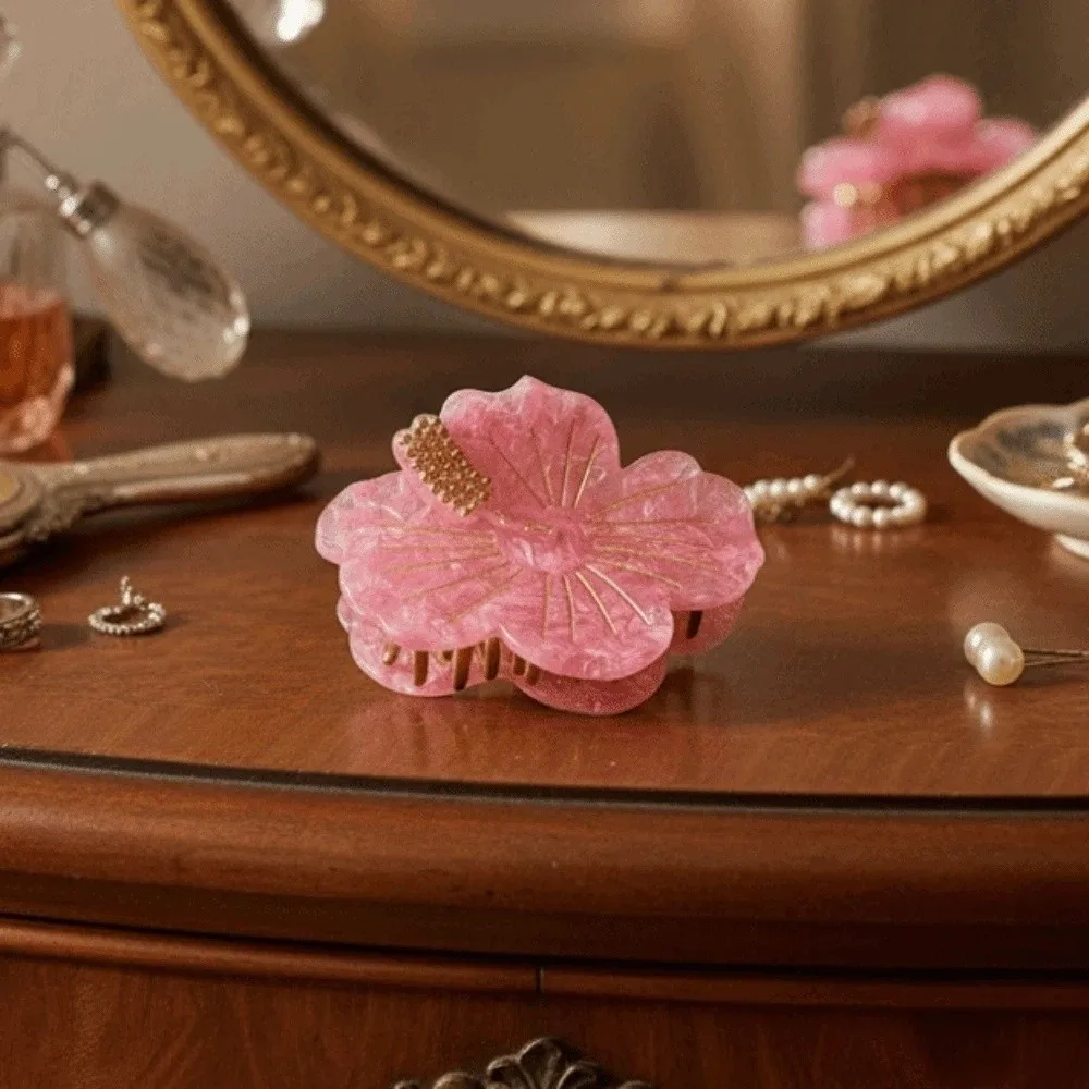 

Водонепроницаемая заколка-краб в японском стиле с цветком персика, из ацетатного волокна, с бусинами из сплава, для девочек