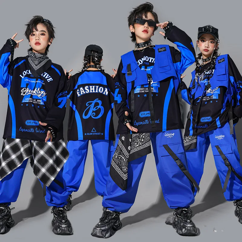 Boys Hip Hop Green T-shirt Cargo Pants Street Dance Shorts Girls K-pop Jazz Costume Children Cool Clothes Set Kid Streetwear