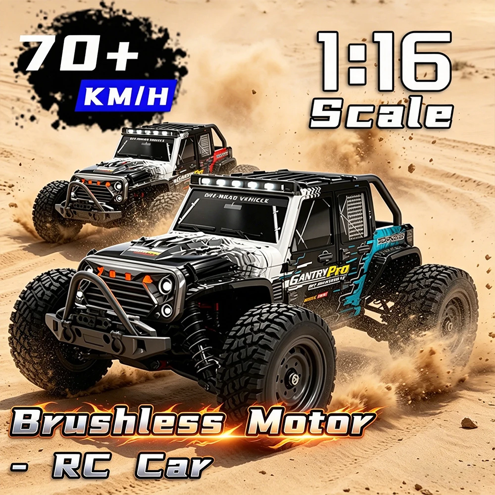 

2026 New 1/16 70KM/H Brushless High Speed RC Car 4WD All Terrain Off Road Electric Remote Control Racing Truck Toys for Kids