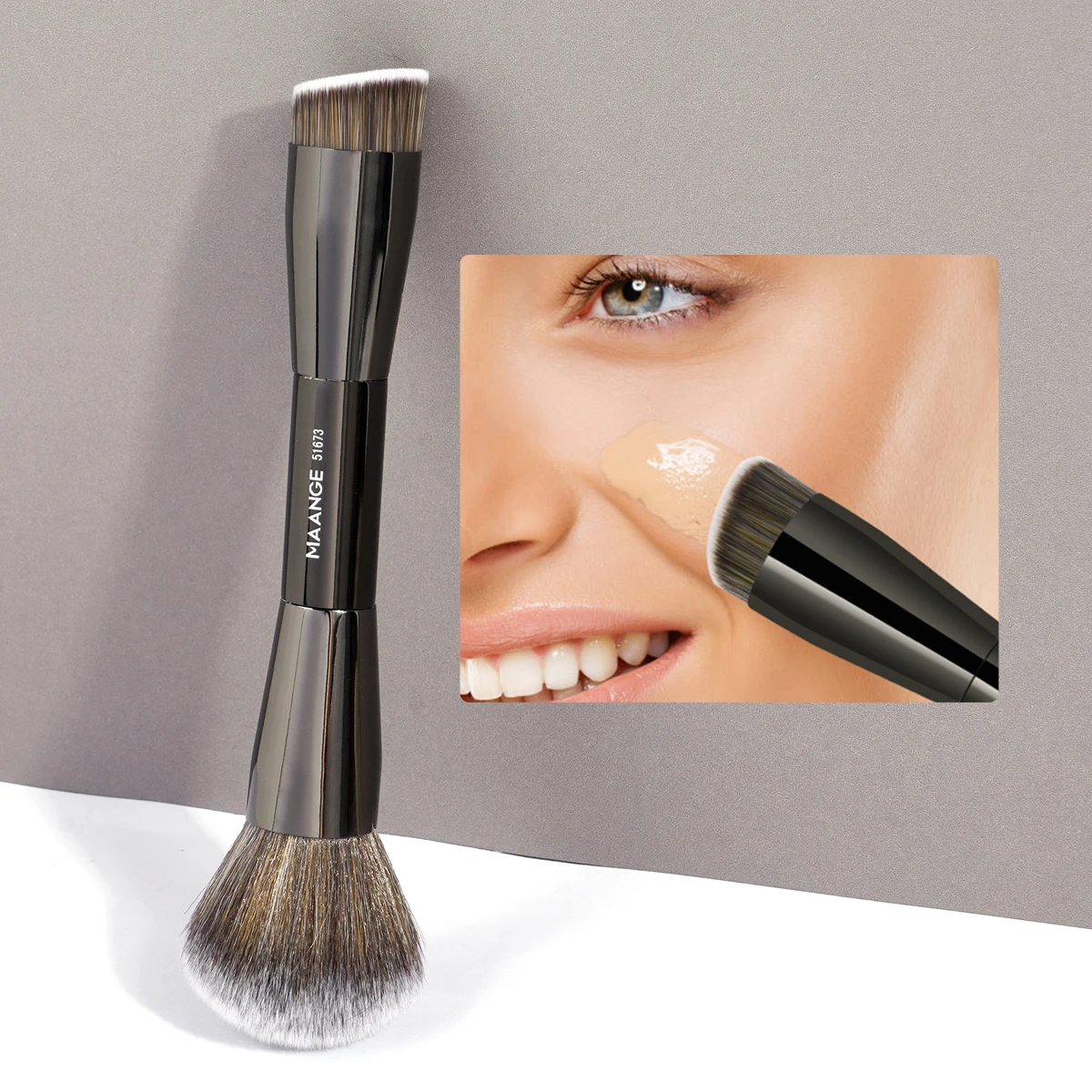 MAANGE-brocha de maquillaje de doble punta, pincel de base para crema líquida en polvo, licuadora, cerdas suaves y densas, herramientas de belleza cosmética facial