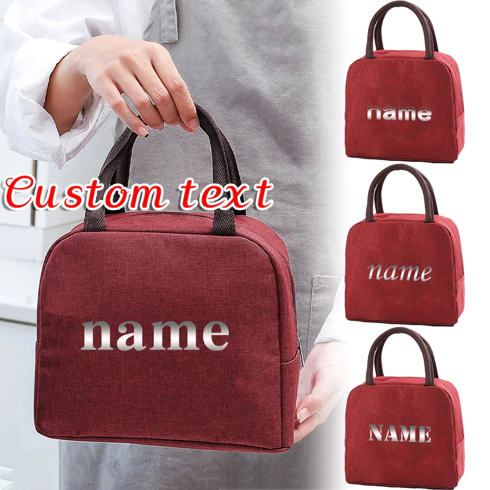 

Personalized Customization Name Red Insulated Lunch Box Bag Outdoor Picnic Travel Camping Food Bag Customized Product