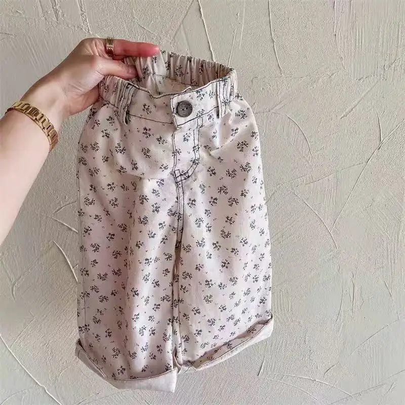 2026 Autumn Kids Pants Floral Girls Trousers Chidren Clothes Fashion New Style 2-6Y