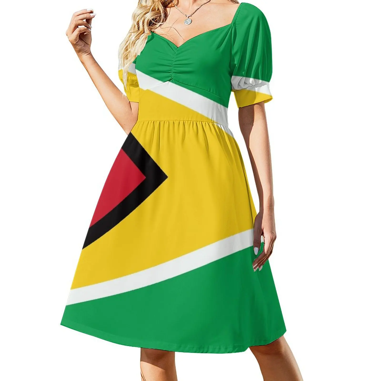 

Guyana Flag Short Sleeved Dress women's summer jumpsuit Women's summer dress cocktail dresses Woman fashion Dress