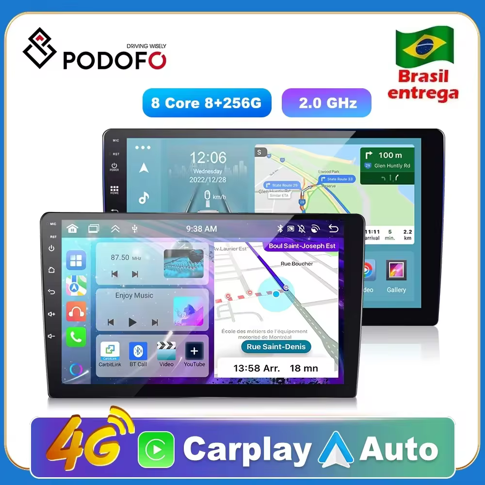 Podofo 2 אנדרואיד Din 11 7/9 מכונית שחקן מולטימדיה נגן מולטימדיה gps רדיו מכונית סטריאו עבור volkswagen היונדאי kia toyota