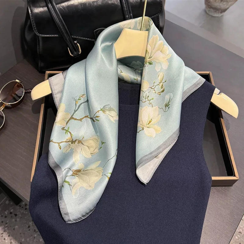 Simple Temperament Scarf Chinese Style Artistic Pattern Arm Bag Female 53cm Square Outer Wear Neck