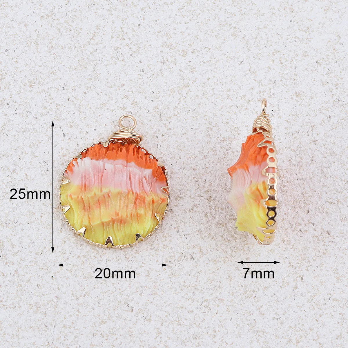 5Pcs Resin Gradient Color Wave Round Charms Edge Wrapped Pendants DIY Necklace Handmade Jewelry Making Accessories