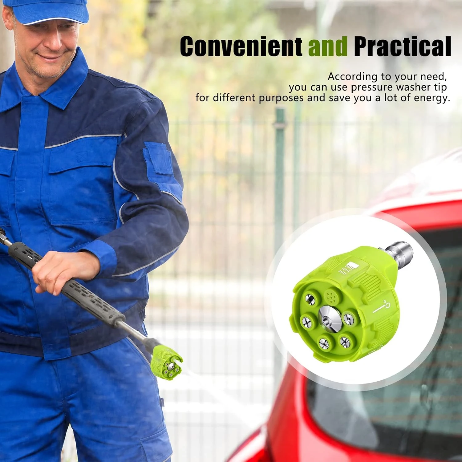 High Pressure Car Wash Nozzle 6 in 1 Multifunctional 14 Inch Design Suitable for 1/4 Inch Pressure Washer Machines