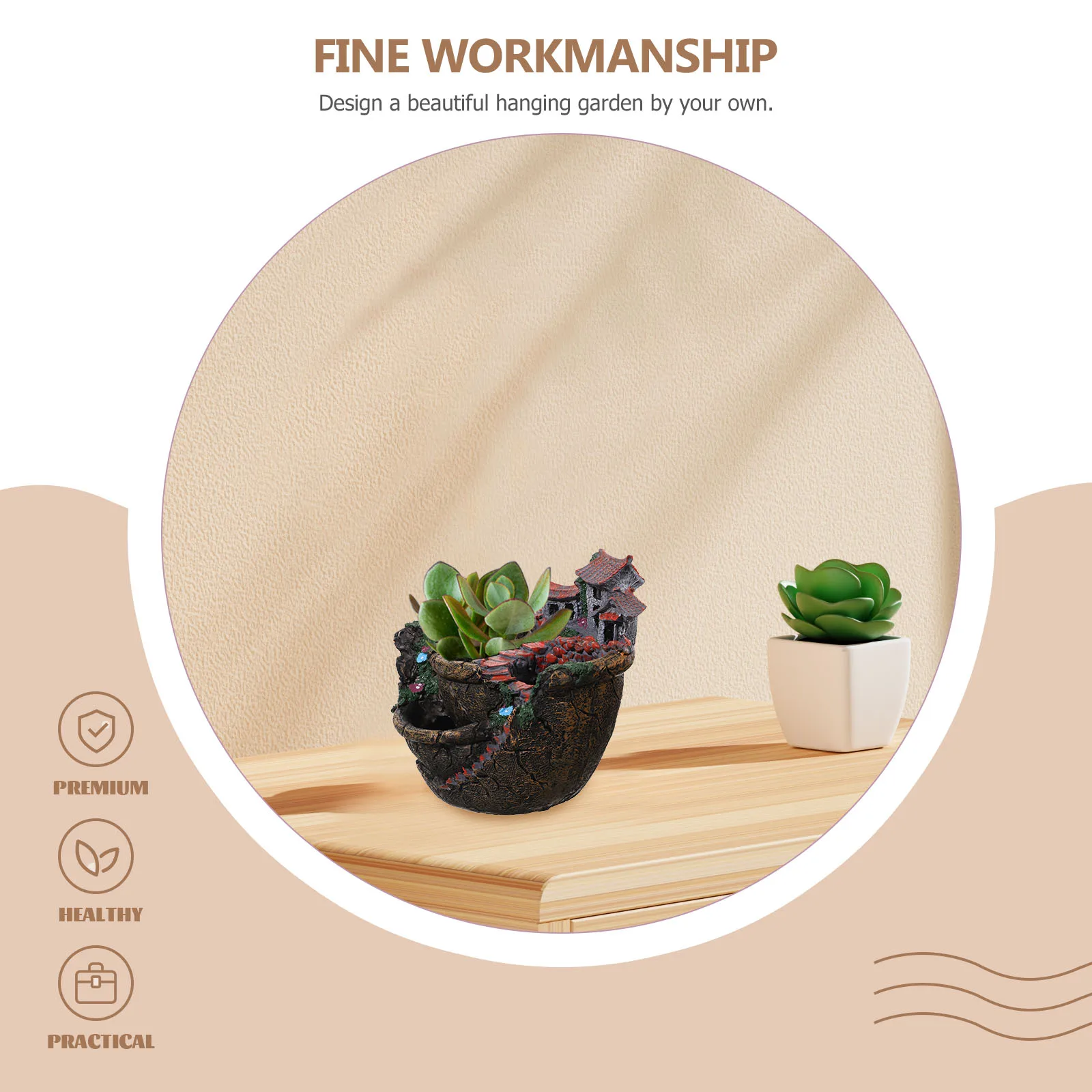 Fioriera di piante in vaso di fiori succulenti Fioriera da 3 vasi Piccoli fiori Appesi Decor Paesaggio interno Giardino Scrivania Fioriere da balcone