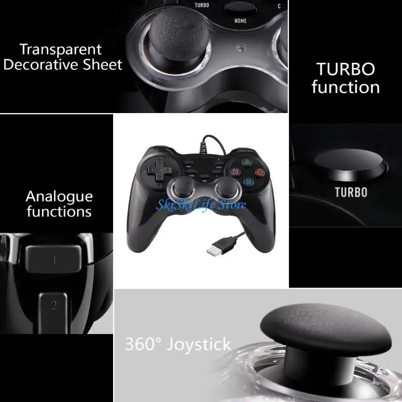 

E65E Game Controller Wide Platform Compatibility USB Corded Gamepad Accurate Motion Sensing Control Support Double Vibration