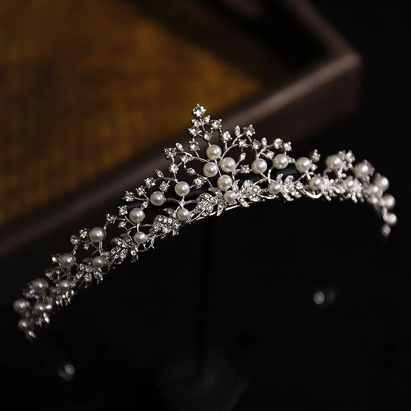 

Корейский свадебный головной убор с жемчугом и стразами, простая корона Ele, свадебная прическа, вечернее платье, корона из золотого сплава