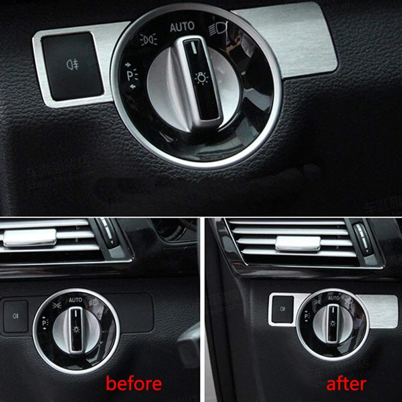 Headlight Switch Cover Trim Sticker Car Styling Accessories for Mercedes Benz A W176 B W246 C W204 E-Class W212 GLA