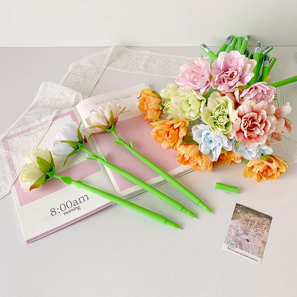 3 قطعة/المجموعة زهرة مقلد زهرة قلم حبر جاف سطح المكتب الفن نمط الزخرفية زخرفة طالب القرطاسية قلم حبر جاف مجموعة #1