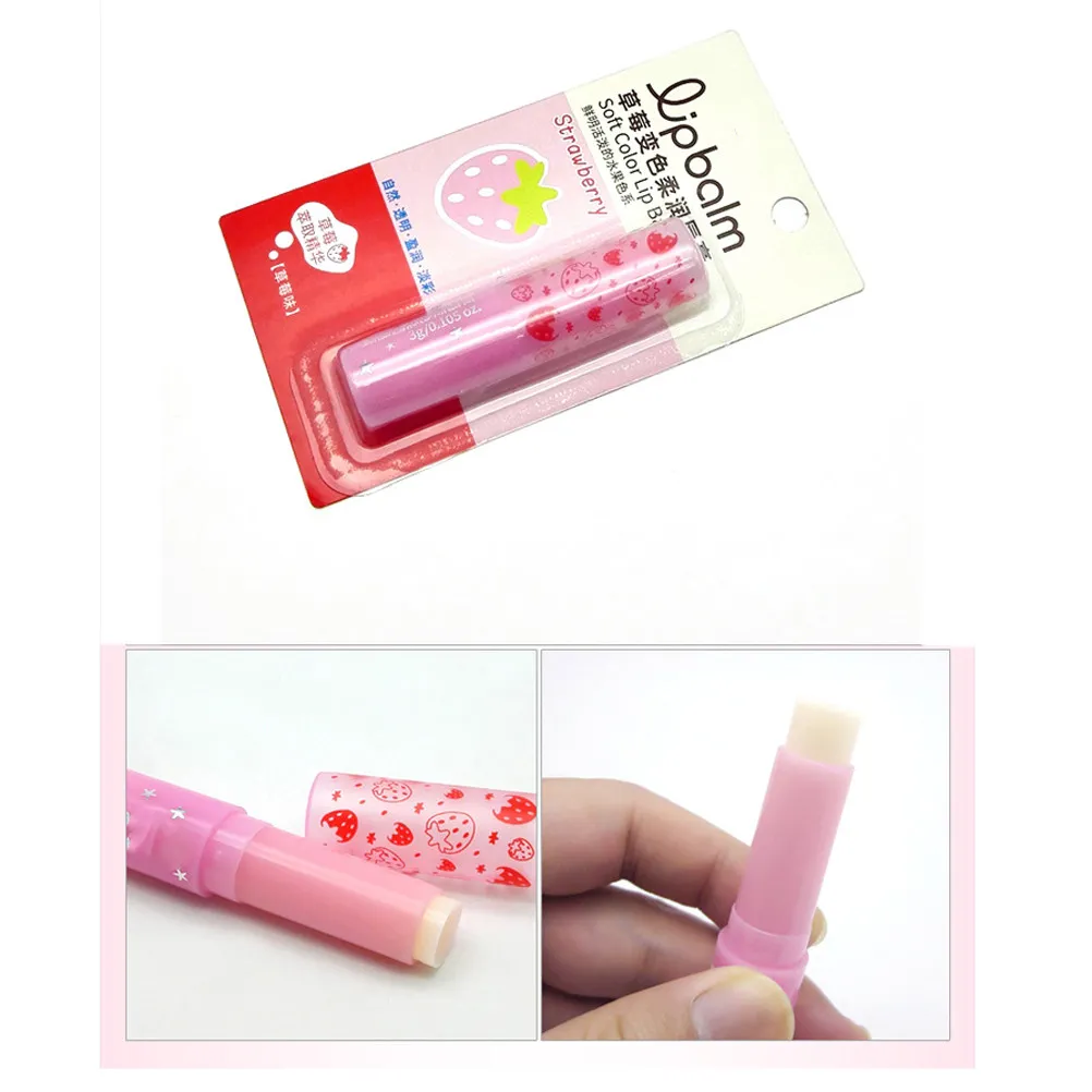 3G Color Lip Balm Strawberry Essence Refreshes Lips Smoothens Texture Improves Natural Color Shiny Daily Lip Care