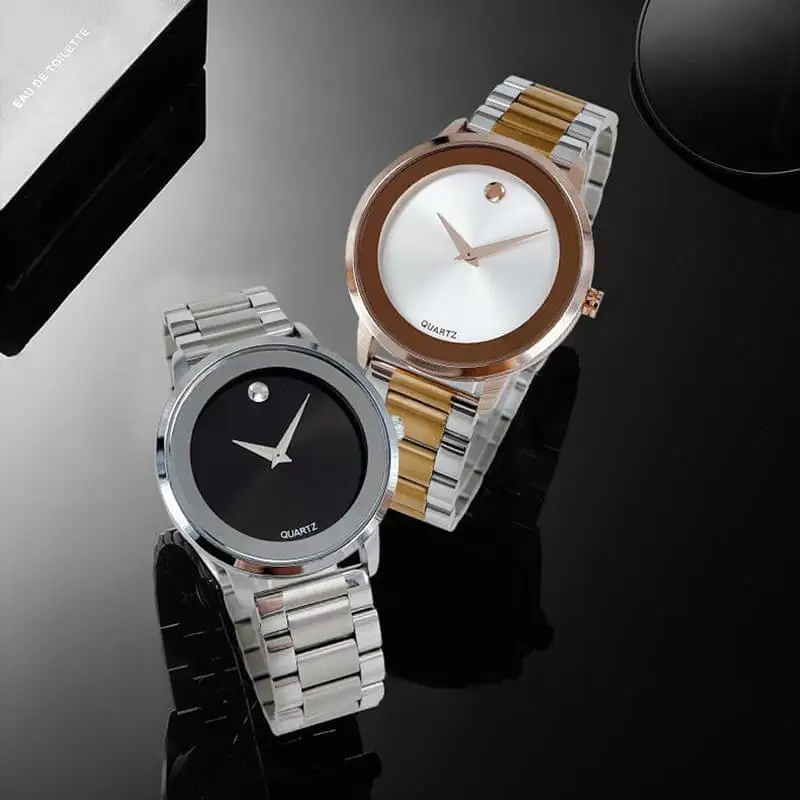 ساعات HUMPBUCK من الفولاذ المقاوم للصدأ للرجال كوارتز ساعة رجالية بسيطة مع قرص بسيط بدون أرقام