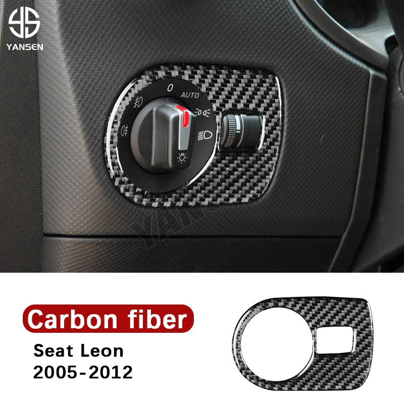 

Car Headlight Switch Frame Carbon Fiber Sticker For Seat Leon 2005 2006 2007 2008 2009 2010 2011 2012 Accessories