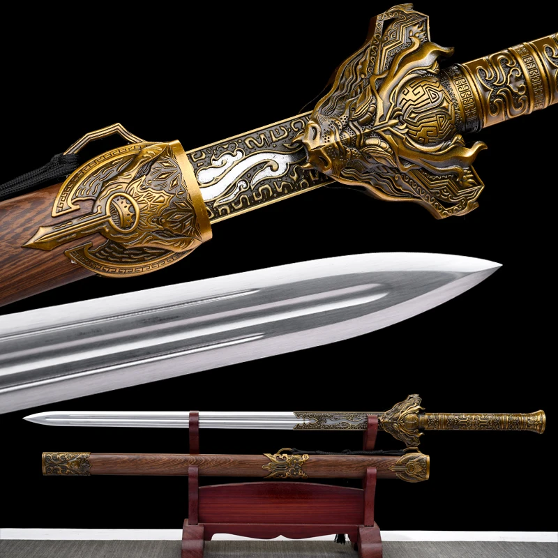 

Functional Chinese General Jian Sword 1060 Steel Blade Real Handmade Full Tang Sharp Ready for Battle Green Dragon Katanas