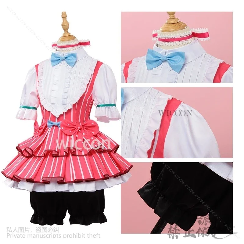 코스프레 애니메이션 소녀 밴드 크라이 니나 이세리 코스프레 스윗 코스튬 핑크 로리타 공주 드레스 가발 여성 섹시 카와이 카니발 슈트 맞춤