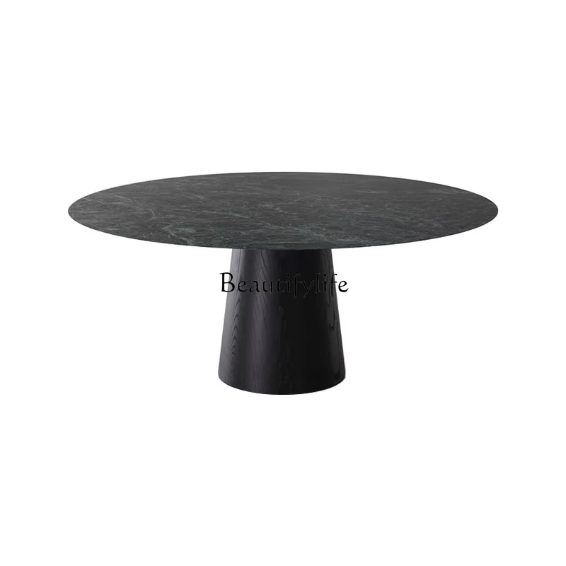 

Italian Natural Marble Dining Table Round casual Modern Household Rice Table
