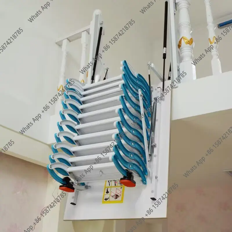 Side loft telescopic staircase household indoor lifting folding invisible stretching duplex garage compartment