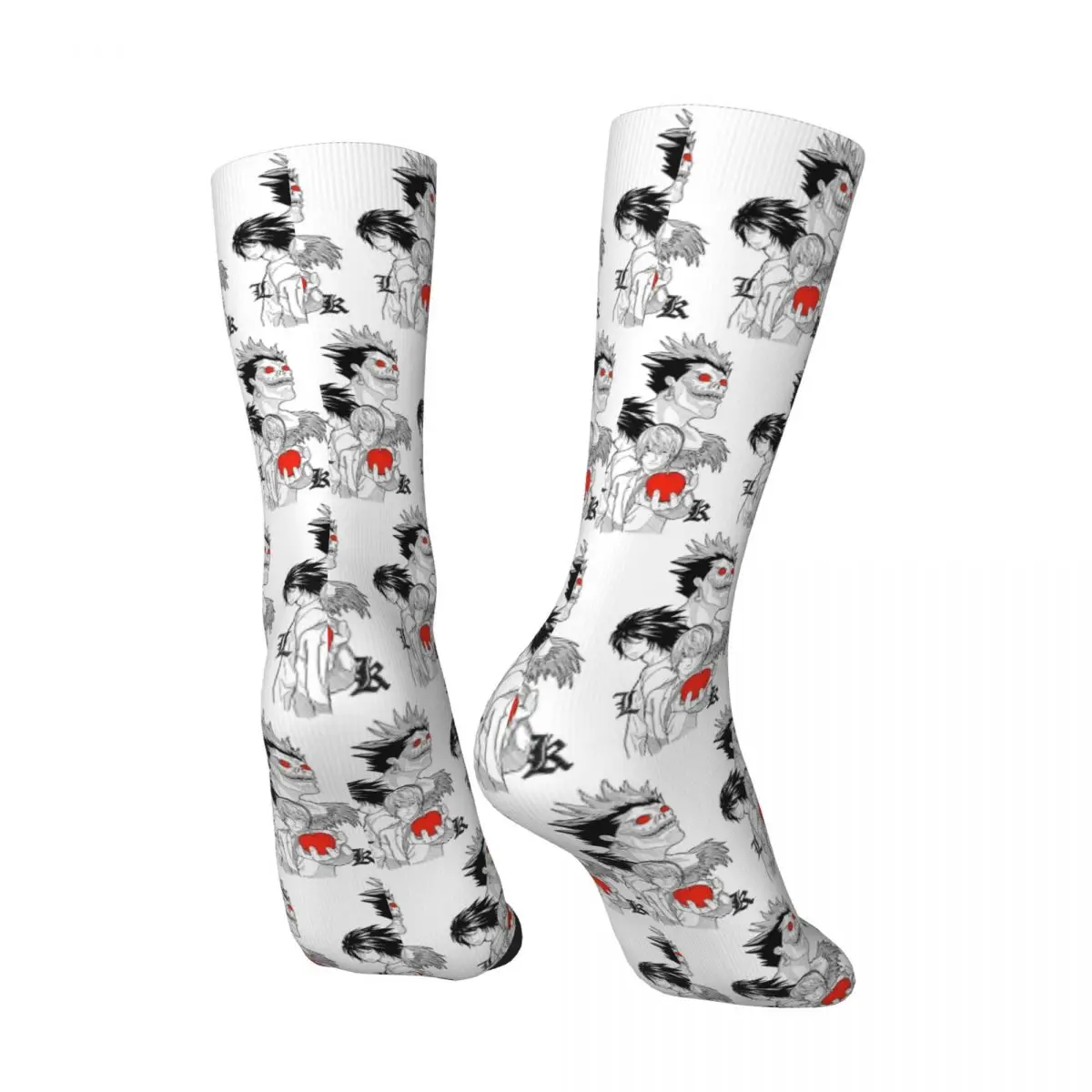 All Seasons Death Book Death Note Anime Socks Harajuku Crew Socks Fashion Stockings for Men Women Valentine's Day Gifts