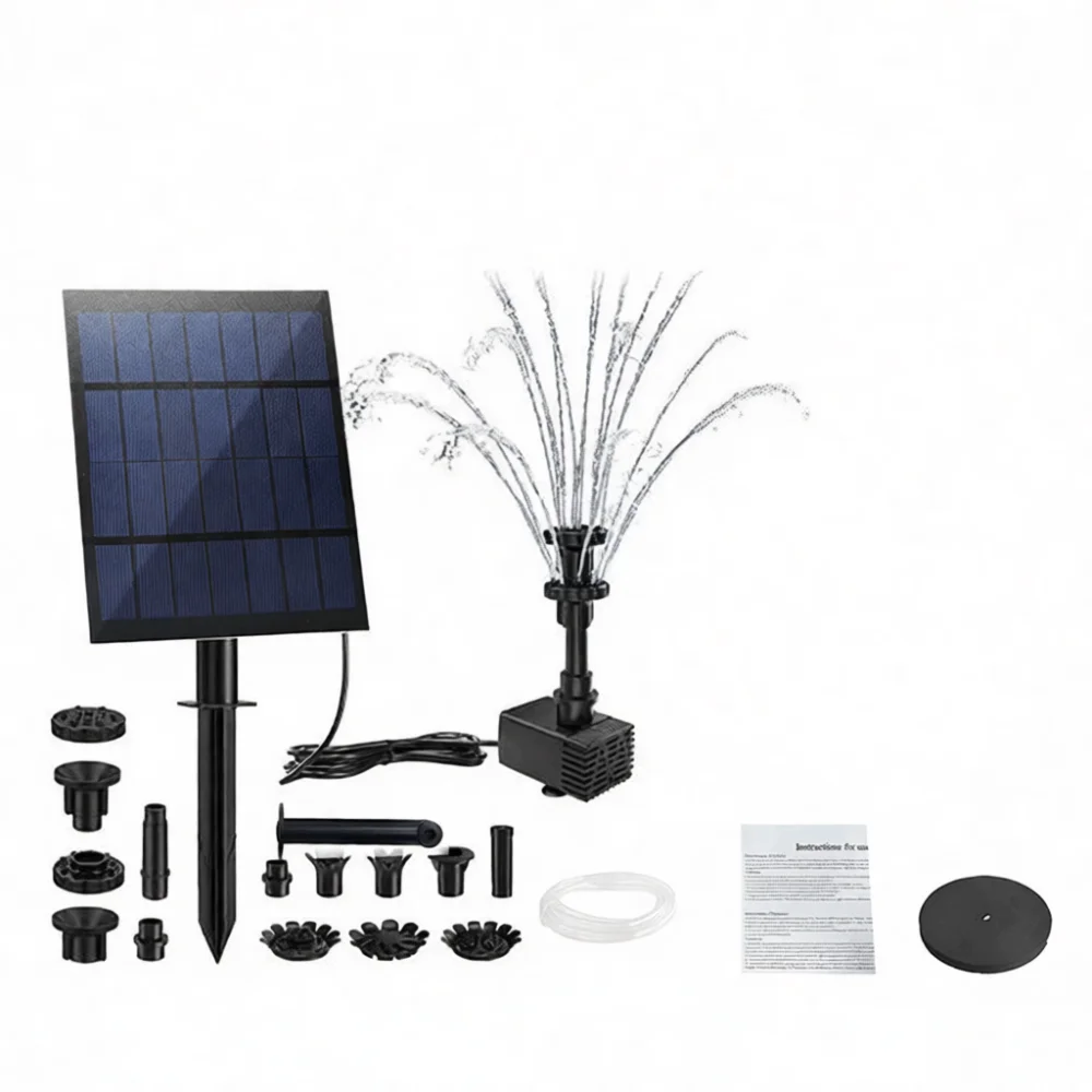 Solar Powered LED Fountain Pump Square Floating Outdoor Water Feature Garden Pond Decoration Efficient Energy Lighting