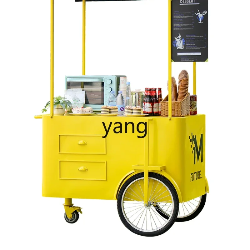 CCX Commercial Street Multifunctional Mobile Stall Fast Food Cart Outdoor Souvenir Display Trolley Stall Cart