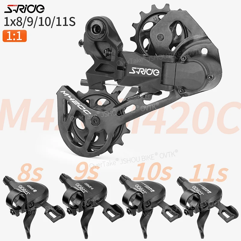 

S-RIDE Bicycle Rear Derailleur M420C 8/9/10/11 Speed Single Crankset MTB Change Gear Shifting Lever Device Guide Wheel Cycling