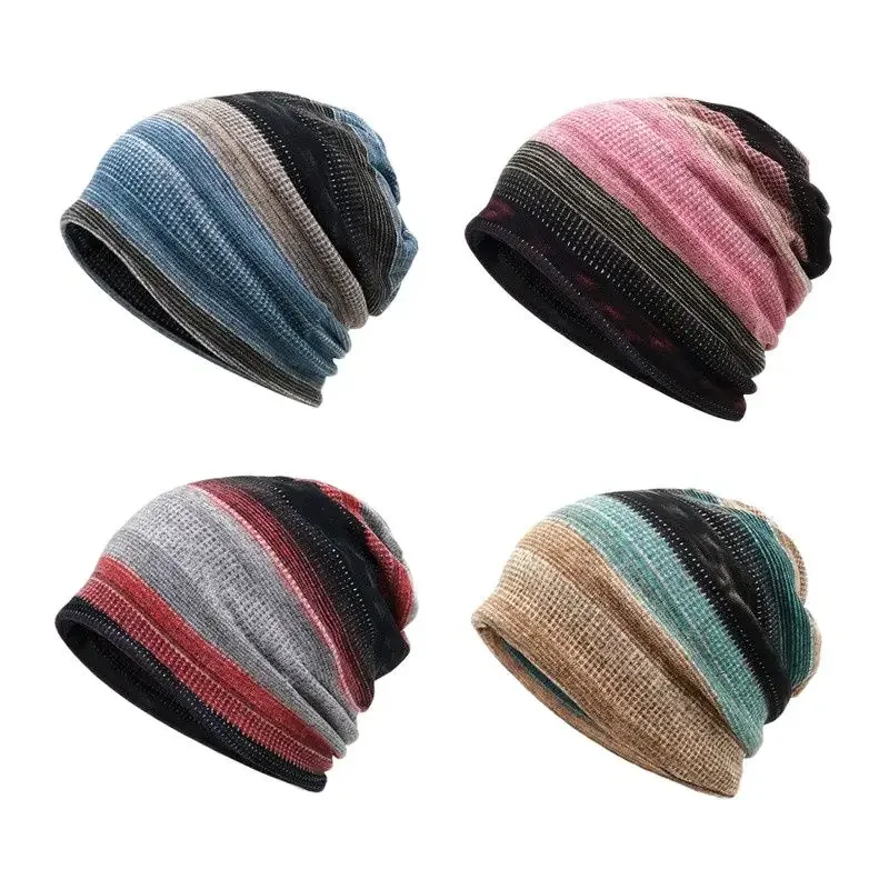Winter Cotton Print Thicken Knitted Hat Warm Skullies Cap Beanie Hat For Men and Women 15