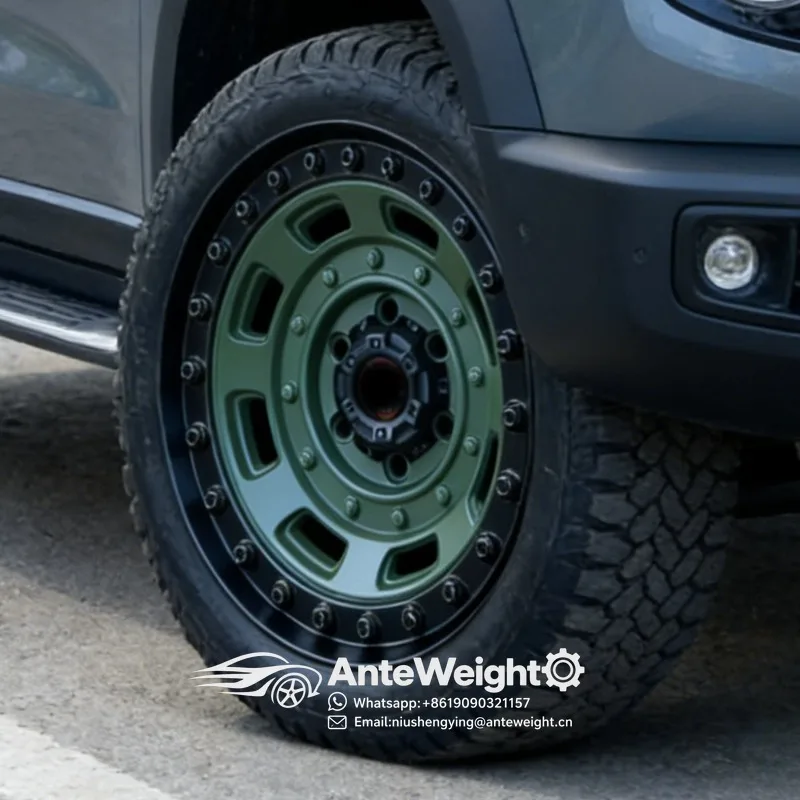 Mechanical style military green off-road wheel hub 17 18 19 inch custom forged alloy wheel hub 6x114.3 6x130 x139.7 for Haal H9