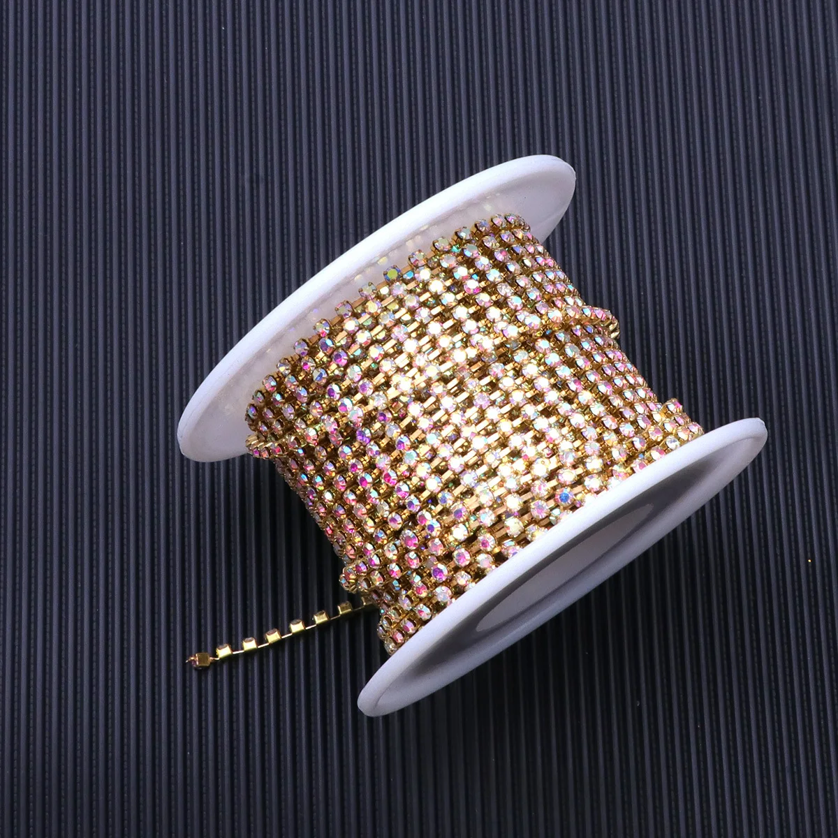 

1 Roll 10 Yards Gold Plated White Ab Crystal Chain Trim Sparkly Rhinestone Diy Sewing Decoration For Wedding Party Craft Garment