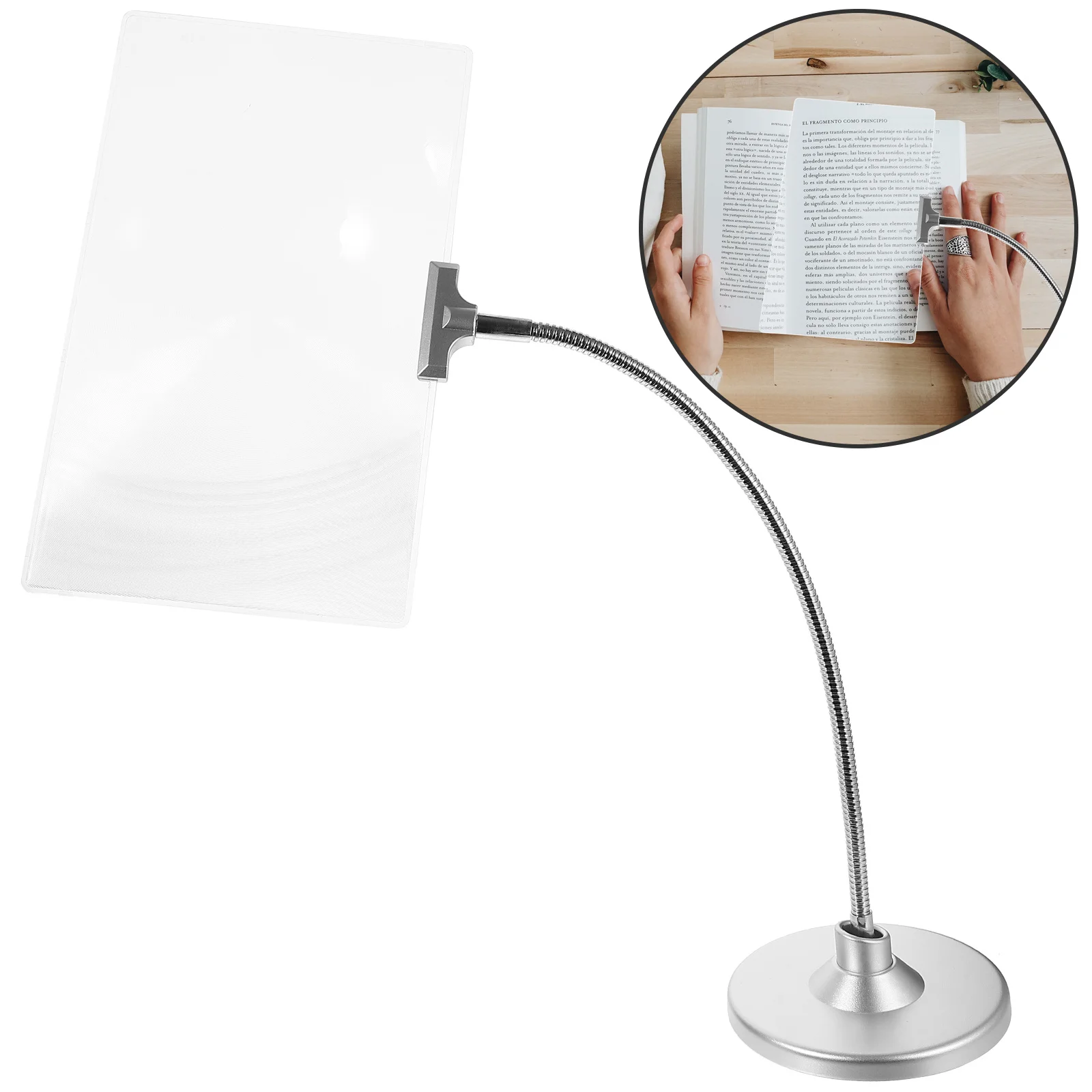

Large 4X Magnifying Glass for Reading and Close Work Sturdy Desktop Magnifier with Adjustable Hose Magnifying Glass with Stand